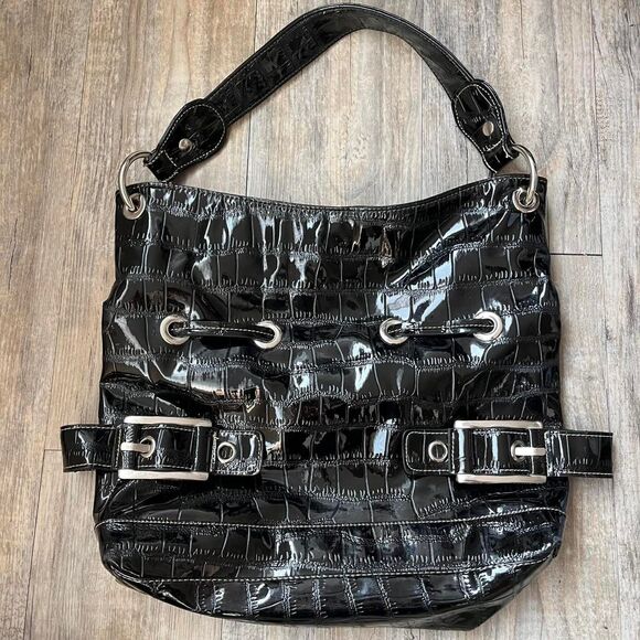 Sag Harbor Bag Y2K Patent Leather Black Punk Goth Women's - Picture 1 of 8